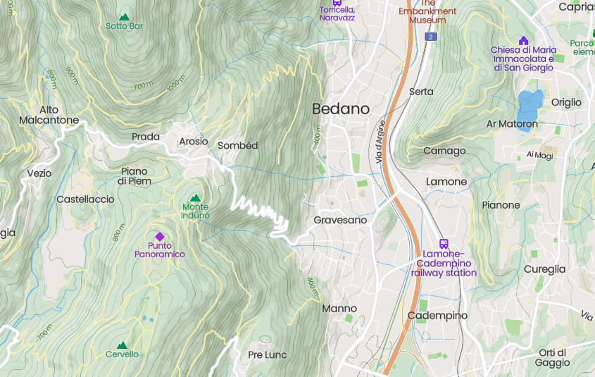 gravesano bedano y manno mapa