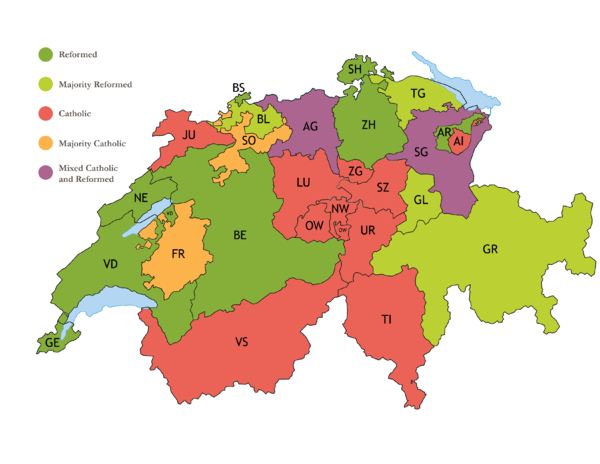 Mapa Religiones en Suiza